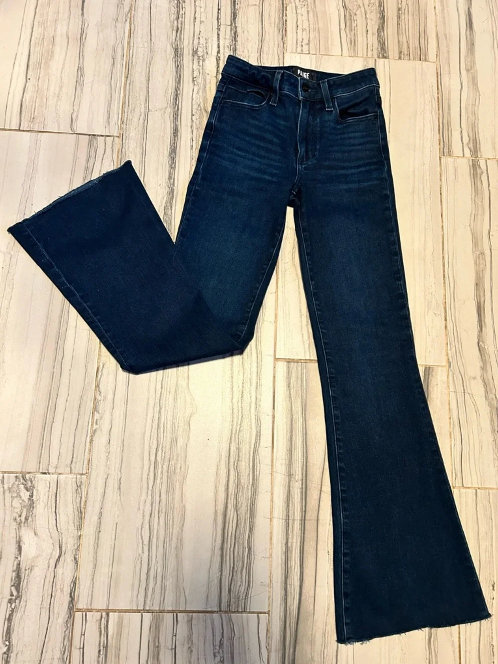 PAIGE Genevieve Dark Blue Flare Stretch Jeans 30” Inseam in Color Novela - Picture 12 of 16